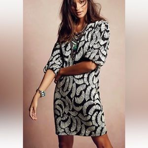 Anthropologie Black and White Printed Mini Dress